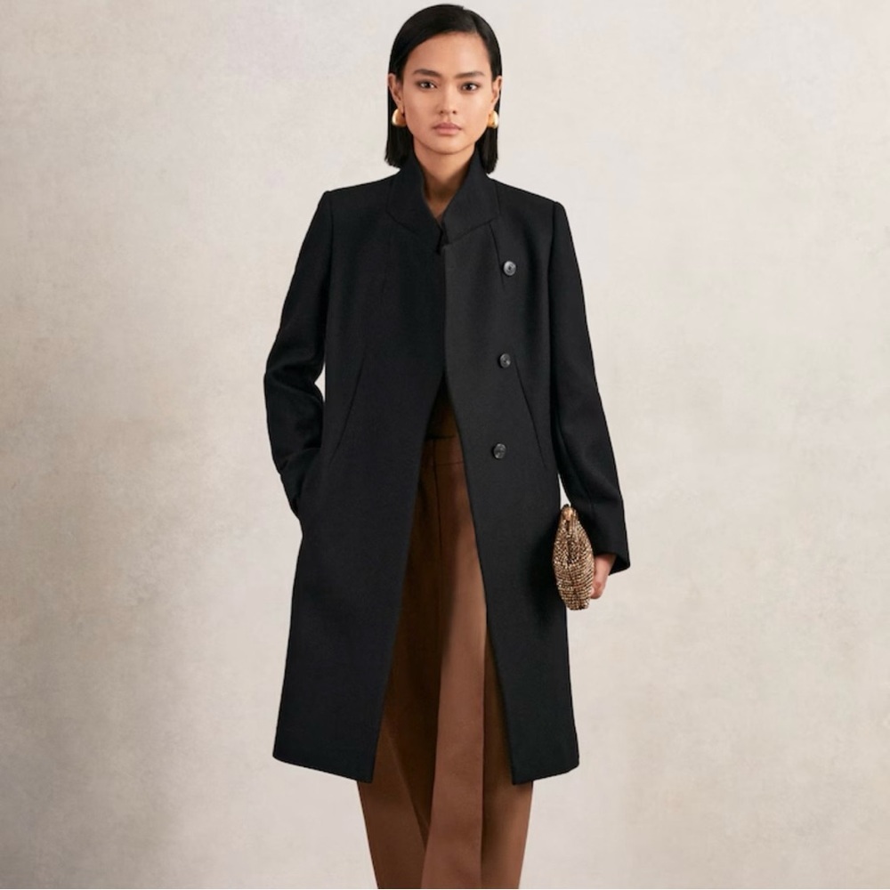 Reiss Max Wool-Blend Wrapover Mid-Length Coat ~ NWT
